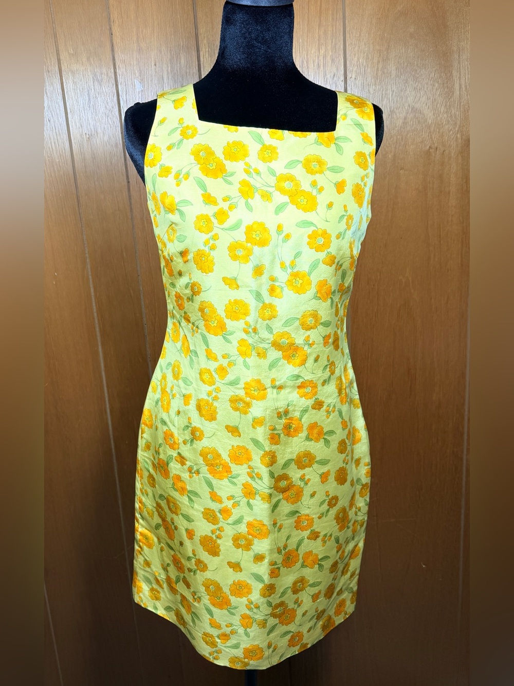 Vintage Petite Sophisticate Yellow & Orange Floral Mini Dress - Size 2